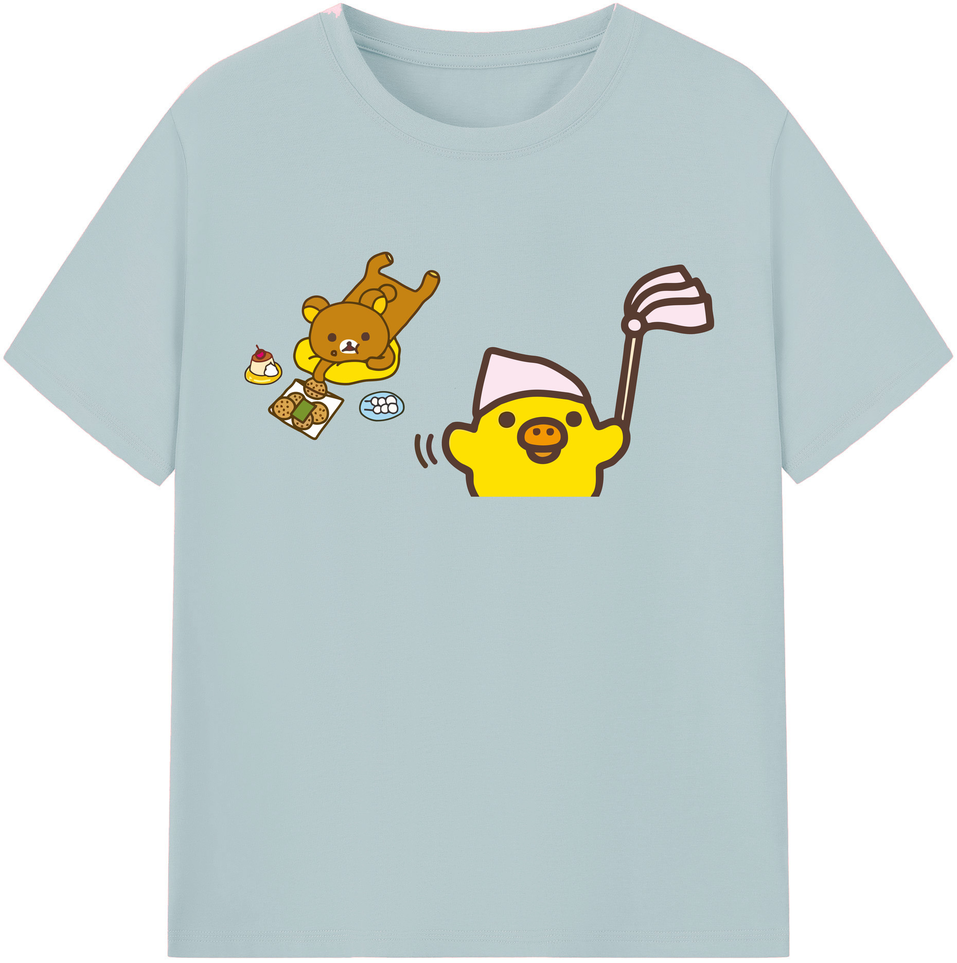 （画像用） リラックマ リラックマ キイロイトリ Rilakkuma Korilakkuma Kiiroitori 綿100％半袖Tシャツ（フロントプリント）